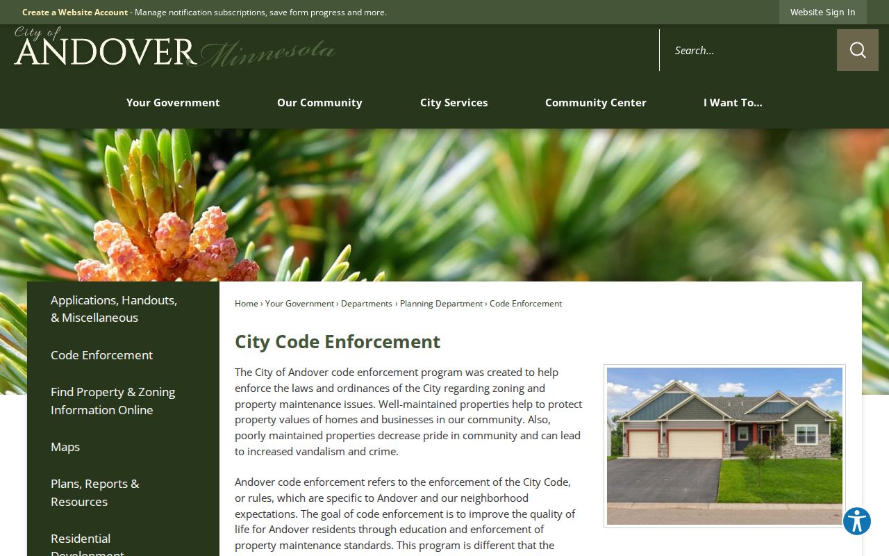 Andover court records code enforcement complaint information