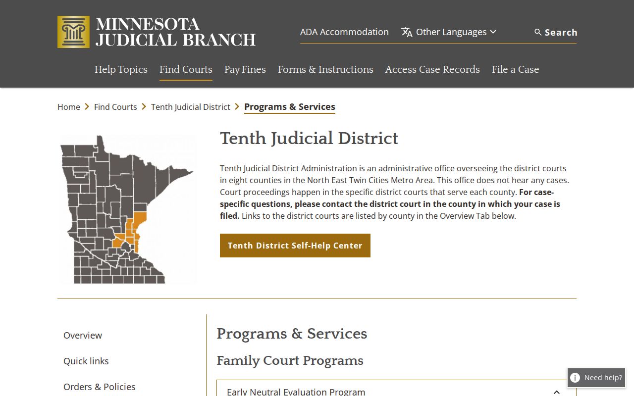 Tenth Judicial District information for Anoka treatment-court programs