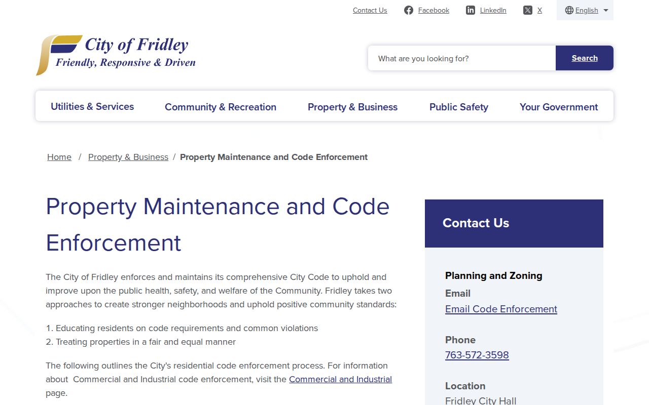 Fridley court records code enforcement citation process