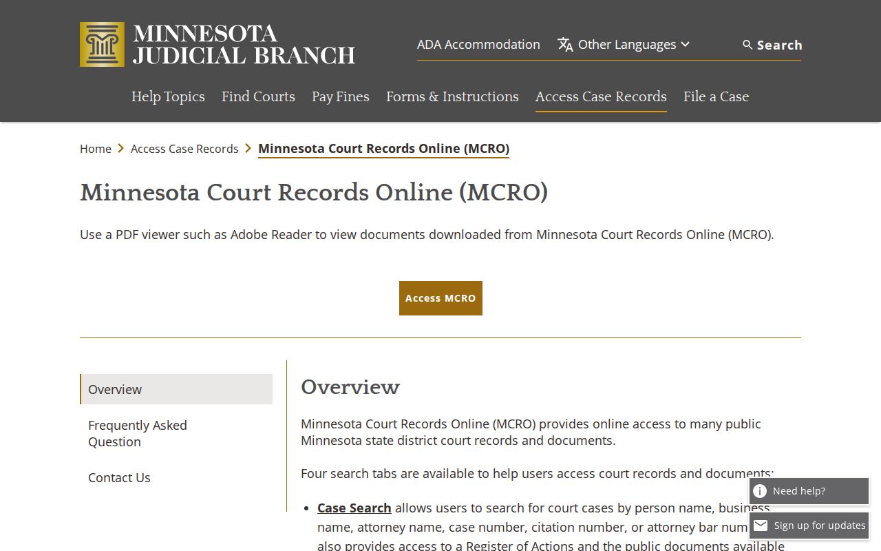Anoka County court docket MCRO public access explanation